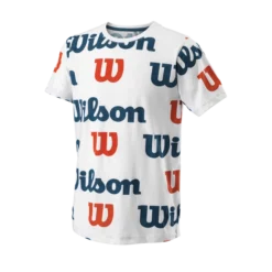 T-shirt Pour Enfant Wilson All Over Logo Tech Tee B White