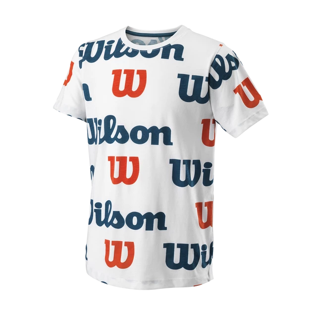 T-shirt Pour Enfant Wilson All Over Logo Tech Tee B White 3 T-shirt Pour Enfant Wilson All Over Logo Tech Tee B White