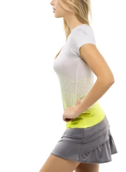 T-shirt Pour Femme Lucky In Love Turn Up The Pleat Neon Yellow -Magasin De Sport De Tennis t shirt pour femme lucky in love turn up the pleat neon yellow 121364 650x650 g1