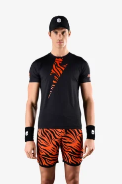 T-shirt Pour Homme Hydrogen Tiger Tech Tee Black/Orange Tiger